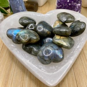 Shop Tumbled Labradorite Crystals & Pocket Stones! Labradorite Hearts Tumbled Stones Gift Bag | Natural genuine stones & crystals in various shapes & sizes. Buy raw cut, tumbled, or polished gemstones for making jewelry or crystal healing energy vibration raising reiki stones. #crystals #gemstones #crystalhealing #crystalsandgemstones #energyhealing #affiliate #ad