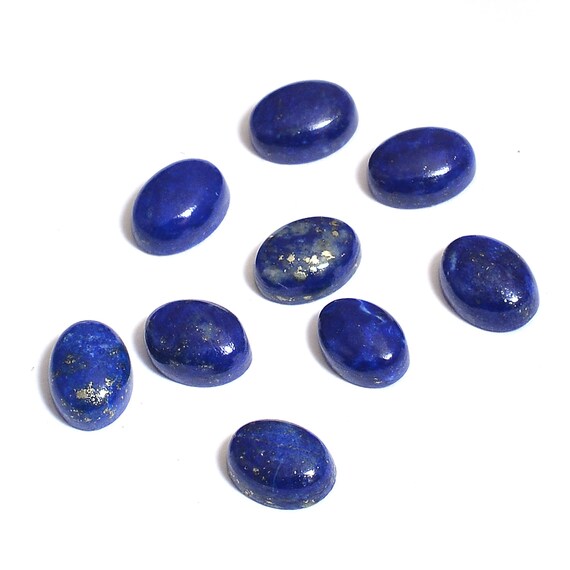 Aaa+ Lapis Lazuli Gemstone 7x9mm Oval Smooth Cabochon | Blue Lapis Natural Semi Precious Gemstone Flat Back Cabs | Jewelry Making Cabochon