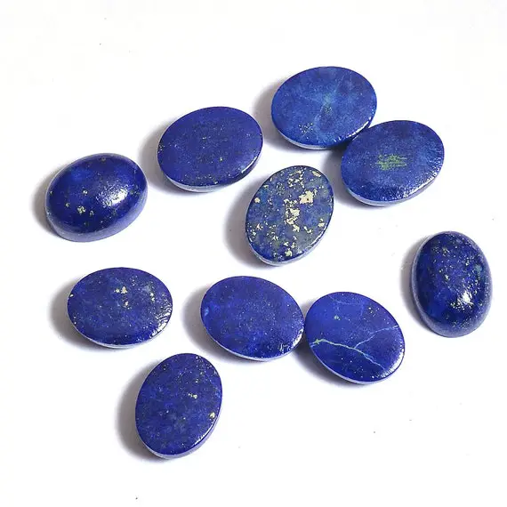Aaa+ Lapis Lazuli Gemstone 8x10mm Oval Smooth Cabochon | Blue Lapis Natural Semi Precious Gemstone Flat Back Cabs | Jewelry Making Cabochon