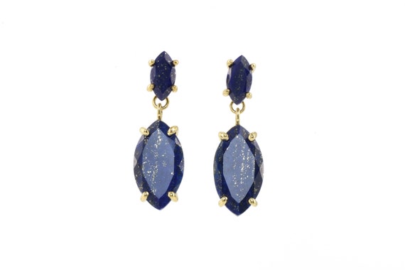 Lapis Lazuli Long Earrings · Gold Lapis Earrings · September Birthstone Earrings · Marquise Earrings Gold · Gold Gemstone Earrings