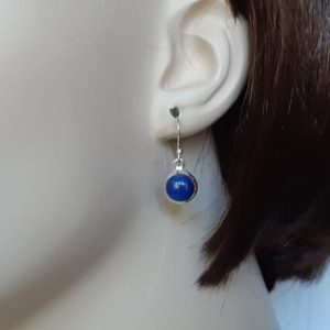 Shop Lapis Lazuli Earrings! Lapis lazuli earrings, round gemstone, 92.5 sterling silver, ear hook option * | Natural genuine Lapis Lazuli earrings. Buy crystal jewelry, handmade handcrafted artisan jewelry for women.  Unique handmade gift ideas. #jewelry #beadedearrings #beadedjewelry #gift #shopping #handmadejewelry #fashion #style #product #earrings #affiliate #ad