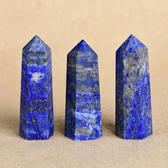Lapis Lazuli Tower Natural Lapis Lazuli Crystal  Double Terminated Point Bulk Wholesale 1.2''-4.6'' Gemstone Obelisk Tower Healing Crystal