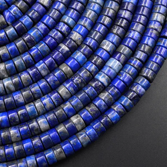Natural Blue Lapis 4mm 6mm Heishi Rondelle Beads 15.5" Strand