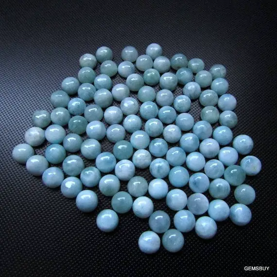 10 Pieces 3mm To 5mm Larimar Cabochon Round Gemstone Calibrated Size 100% Natural Larimar Round Cabochon Wholesale Larimar Cabochon Gemstone