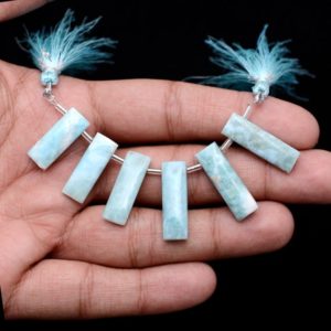 Shop Larimar Bead Shapes! Natural Larimar 8x22mm-8x25mm Long Cuboid Smooth Fancy Beads | Larimar Semi Precious Gemstone Rectangle Tube Loose Beads for Jewelry | Natural genuine other-shape Larimar beads for beading and jewelry making.  #jewelry #beads #beadedjewelry #diyjewelry #jewelrymaking #beadstore #beading #affiliate #ad