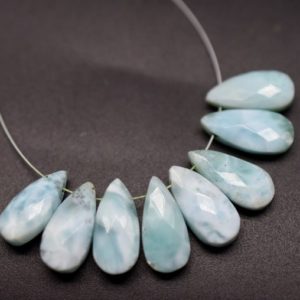Larimar Pear Shape Faceted Teardrop Beads Brioletter 7×15.mm Approx 5.match Pair Top Side Drilled Wholesaler Price. | Natural genuine other-shape Gemstone beads for beading and jewelry making.  #jewelry #beads #beadedjewelry #diyjewelry #jewelrymaking #beadstore #beading #affiliate #ad