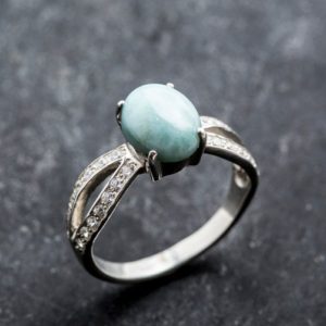 Shop Larimar Rings! Larimar Ring, March Birthstone, Natural Larimar, Vintage Ring, March Ring, Jewel of Atlantis, Solid Silver Ring, Silver Promise Ring, larima | Natural genuine Larimar rings, simple unique handcrafted gemstone rings. #rings #jewelry #shopping #gift #handmade #fashion #style #affiliate #ad