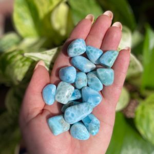 Larimar Tumbled Stones, High Quality Grade AA Tumbled Larimar Pocket Stone from Dominican Republic | Natural genuine stones & crystals in various shapes & sizes. Buy raw cut, tumbled, or polished gemstones for making jewelry or crystal healing energy vibration raising reiki stones. #crystals #gemstones #crystalhealing #crystalsandgemstones #energyhealing #affiliate #ad
