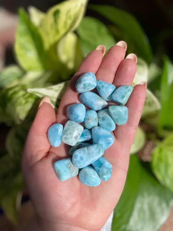 Larimar Tumbled Stones, High Quality Grade Aa Tumbled Larimar Pocket Stone From Dominican Republic
