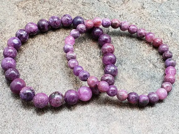 Lepidolite Bracelet, Gemstone Bracelet, 7 Inch