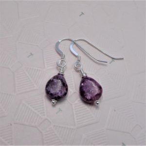 Shop Lepidolite Earrings! Sterling silver Lepidolite earrings, Handmade purple gemstone earrings, Heart Chakra jewellery, Birthday gift for her. | Natural genuine Lepidolite earrings. Buy crystal jewelry, handmade handcrafted artisan jewelry for women.  Unique handmade gift ideas. #jewelry #beadedearrings #beadedjewelry #gift #shopping #handmadejewelry #fashion #style #product #earrings #affiliate #ad