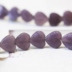 M/ Lepidolite 12mm Heart Beads 16" Strand Natural Purple Pink Quartz Smooth Beautiful Puffy Heart For Earring For Crafts For Jewelry Making | Natural genuine other-shape Lepidolite beads for beading and jewelry making.  #jewelry #beads #beadedjewelry #diyjewelry #jewelrymaking #beadstore #beading #affiliate #ad
