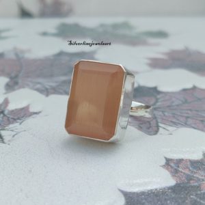 Shop Orange Calcite Rings! Lite Orange Calcite Ring,925 sterling silver, Daily Wear Ring, Gemstone Silver Ring, Hand Crafted Silver ,Free shipping,  All occasion Gift. | Natural genuine Orange Calcite rings, simple unique handcrafted gemstone rings. #rings #jewelry #shopping #gift #handmade #fashion #style #affiliate #ad