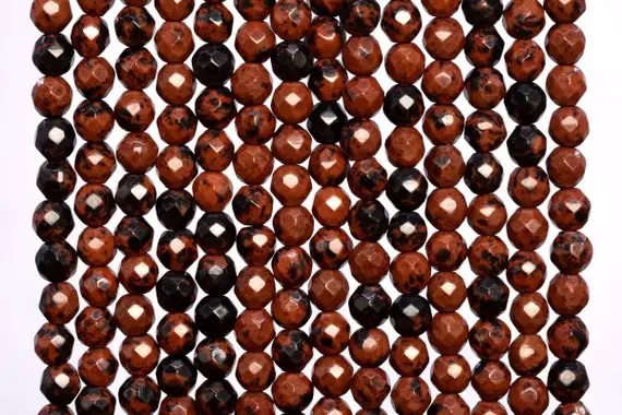 Genuine Natural Mahogany Obsidian Loose Beads Faceted Round Shape 4mm