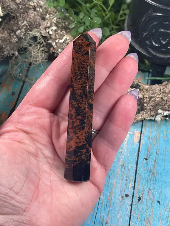 Mahogany Obsidian Point - Reiki Charged - Powerful Protective Energy - Deflects Negative Energy - Psychic Attack  - Increase Self Confidence