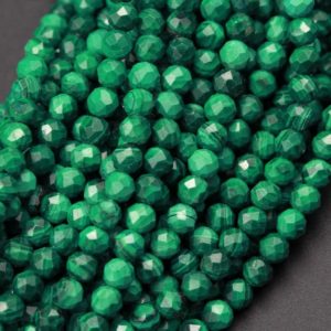 Shop Faceted Gemstone Beads! Micro Faceted Real Genuine Natural Green Malachite Round Beads 2mm 3mm  4mm 5mm 6mm Laser Diamond Cut Gemstone 15.5" Strand | Natural genuine faceted Gemstone beads for beading and jewelry making.  #jewelry #beads #beadedjewelry #diyjewelry #jewelrymaking #beadstore #beading #affiliate #ad