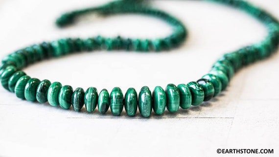 M/ Malachite 4-10mm Rondell Beads Size Graduated 16" Strands Natural Malachite Spacer Beads For Jewelry Making