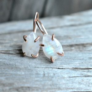 Shop Moonstone Earrings! Moonstone And 14k Rose Gold Fill Jewelry, Teardrop Moonstone Drop Earrings, Mother's Day French Ear Wire Earrings, Rose Gold Valentines Her | Natural genuine Moonstone earrings. Buy crystal jewelry, handmade handcrafted artisan jewelry for women.  Unique handmade gift ideas. #jewelry #beadedearrings #beadedjewelry #gift #shopping #handmadejewelry #fashion #style #product #earrings #affiliate #ad