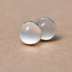 Moonstone Earrings, Quality Sterling Silver jewelry Studs. 6mm smooth gemstones | Natural genuine Array jewelry. Buy crystal jewelry, handmade handcrafted artisan jewelry for women.  Unique handmade gift ideas. #jewelry #beadedjewelry #beadedjewelry #gift #shopping #handmadejewelry #fashion #style #product #jewelry #affiliate #ad