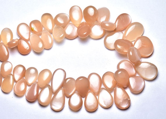 9 Inches Strand Natural Peach Moonstone Beads 8x13mm To 11x16mm Smooth Pear Briolettes Gemstone Beads Superb Moonstone Stone Beads No4577