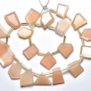 Shop Moonstone Bead Shapes! Natural Peach Moonstone Slice Beads 7x9mm to 10x12mm Faceted Fancy Briolettes Gemstone Beads Moonstone Beads Slices – 8 Inch Strand No5027 | Natural genuine other-shape Moonstone beads for beading and jewelry making.  #jewelry #beads #beadedjewelry #diyjewelry #jewelrymaking #beadstore #beading #affiliate #ad