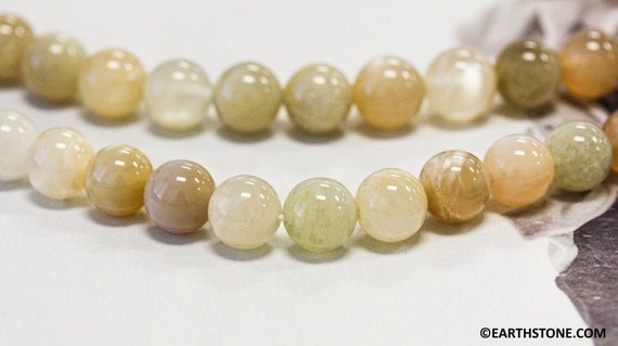 M/ Peach Moonstone 12mm/ 14mm Smooth Round Beads 15.5" Strand Multi Color Moonstone