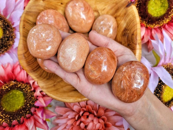 Peach Moonstone Palm Stone - Sacral Chakra - No. 132