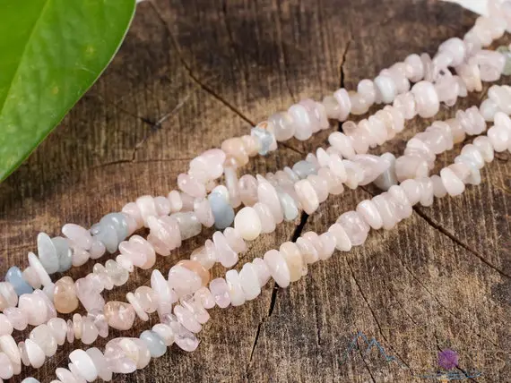 Morganite & Aquamarine Beaded Necklace – Chip – Crystal Necklace, Boho Jewelry, Healing Crystals Handmade Jewelry, Statement Necklace, E0805
