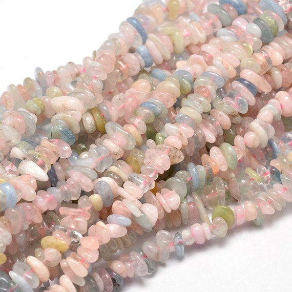 Morganite Chips Beads | Grade A | Natural Gemstone Loose Beads | Sold By 15 Inch Strand | Size 5~14x4~10mm