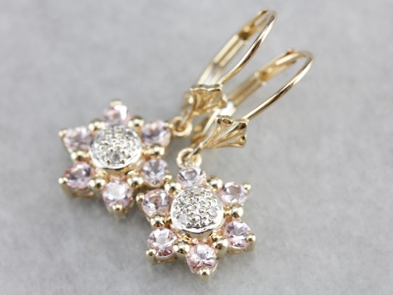 Morganite And Diamond Drop Earrings, Yellow Gold Drop Earrings, Dangle Earrings, Bridal Jewelry, Anniversary Gift Qxnkk5jn