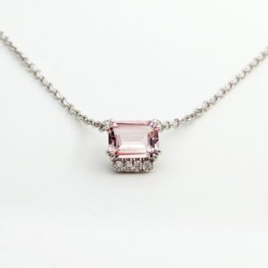 Shop Morganite Necklaces! Morganite Necklace || White Gold Diamond Necklace || Art Deco Jewelry | Natural genuine Morganite necklaces. Buy crystal jewelry, handmade handcrafted artisan jewelry for women.  Unique handmade gift ideas. #jewelry #beadednecklaces #beadedjewelry #gift #shopping #handmadejewelry #fashion #style #product #necklaces #affiliate #ad