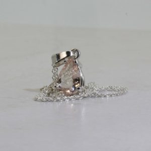 Shop Morganite Pendants! Pink Emerald Pendant (Natural Pink Emerald aka 'Morganite'), 9mm x 6mm x 0.75 Carat, Pear Cut, Sterling Silver Morganite Necklace | Natural genuine Morganite pendants. Buy crystal jewelry, handmade handcrafted artisan jewelry for women.  Unique handmade gift ideas. #jewelry #beadedpendants #beadedjewelry #gift #shopping #handmadejewelry #fashion #style #product #pendants #affiliate #ad