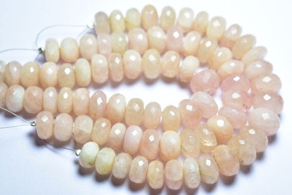 Morganite Rondelle Beads - 7.5 Inches - Big Natural Faceted Morganite Rondelles - Size Is 11-13 Mm #1566