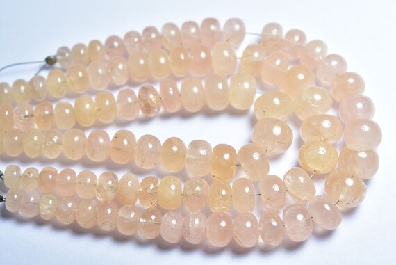 Morganite Rondelle Beads - 7.5 Inches - Gorgeous Natural Smooth Peach Morganite Rondelles - Size Is 7-10 Mm #1974