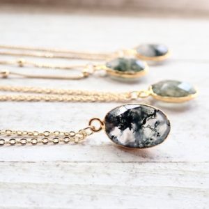 Shop Moss Agate Jewelry! Moss Agate Necklace, Dainty Gemstone Necklace, Raw Crystal Healing  Stone,  Handmade Jewelry Gift, Healing Stone Heart Chakra, Boho Stacking | Natural genuine Moss Agate jewelry. Buy crystal jewelry, handmade handcrafted artisan jewelry for women.  Unique handmade gift ideas. #jewelry #beadedjewelry #beadedjewelry #gift #shopping #handmadejewelry #fashion #style #product #jewelry #affiliate #ad