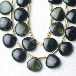 Natural Moss Agate Heart Beads 10mm Smooth Heart Briolettes Gemstone Beads Superb Moss Agate Stone Beads Jewelry Making (10 Pieces) No5462 | Natural genuine other-shape Gemstone beads for beading and jewelry making.  #jewelry #beads #beadedjewelry #diyjewelry #jewelrymaking #beadstore #beading #affiliate #ad