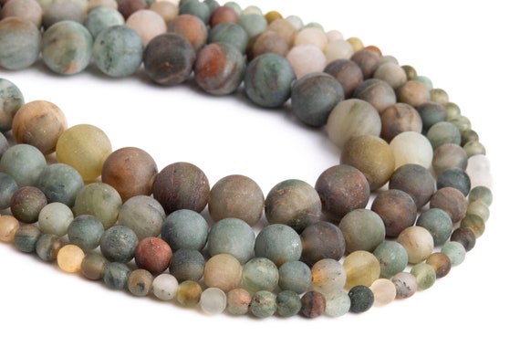 Genuine Natural Matte Multicolor Moss Agate Loose Beads Round Shape 6mm 8mm 10mm