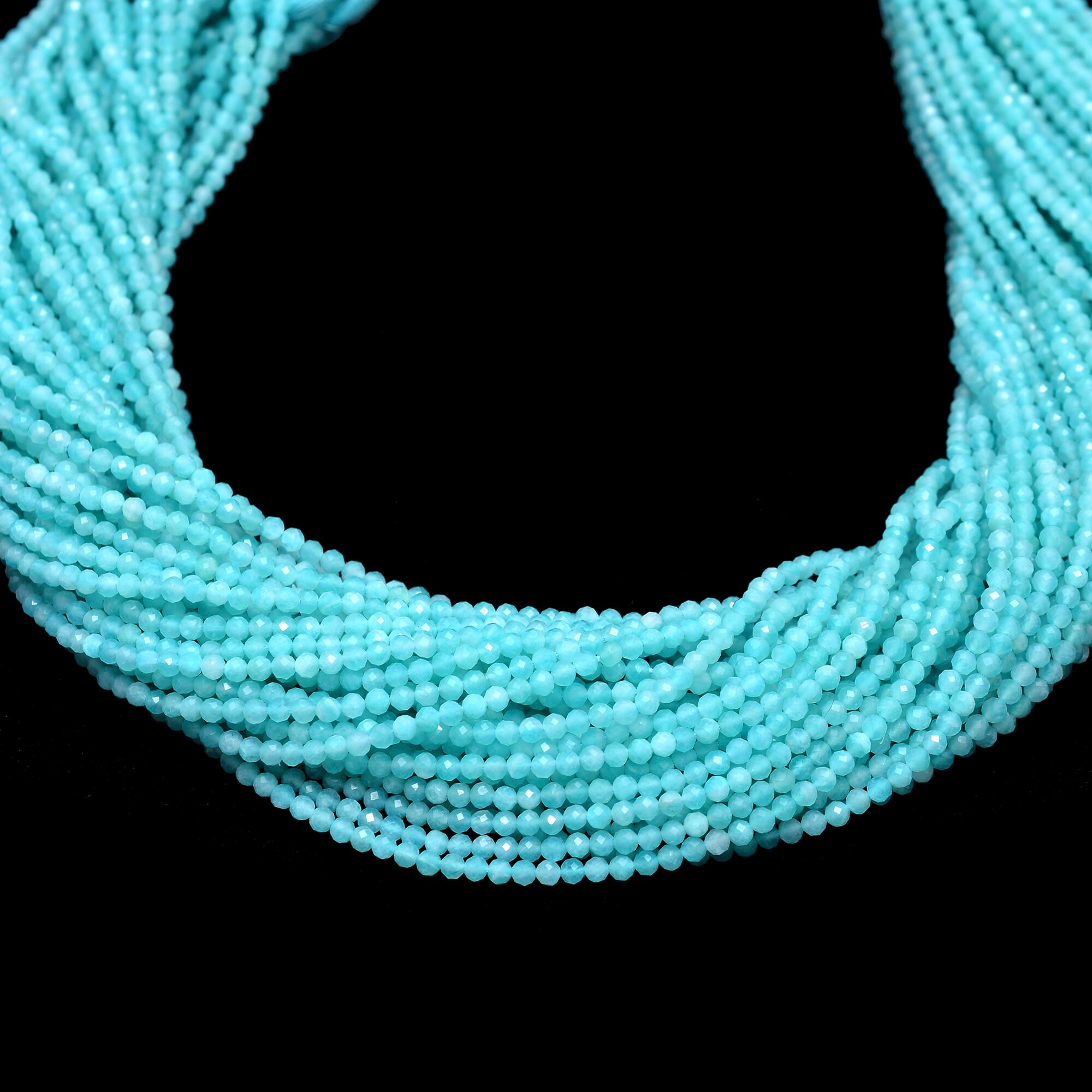 Natural Amazonite 2mm-3mm Rondelle Beads | 13" Strand | Aaa+ Amazonite Semi Precious Gemstone Micro Faceted Loose Beads For Jewelry Making