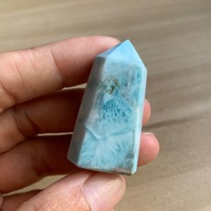 Shop Larimar Points & Wands! Natural blue larimar point crystal point crystal healing stone -20 | Natural genuine stones & crystals in various shapes & sizes. Buy raw cut, tumbled, or polished gemstones for making jewelry or crystal healing energy vibration raising reiki stones. #crystals #gemstones #crystalhealing #crystalsandgemstones #energyhealing #affiliate #ad
