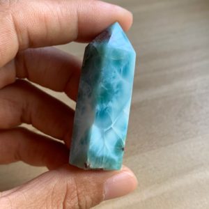 Shop Larimar Points & Wands! Natural blue larimar point crystal point crystal healing stone -11 | Natural genuine stones & crystals in various shapes & sizes. Buy raw cut, tumbled, or polished gemstones for making jewelry or crystal healing energy vibration raising reiki stones. #crystals #gemstones #crystalhealing #crystalsandgemstones #energyhealing #affiliate #ad