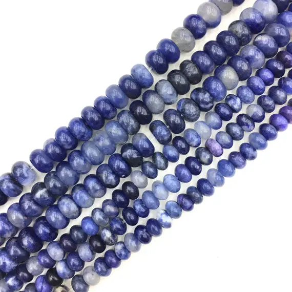 Natural Blue Sodalite Agate Jasper Highly Polished Rondelle Gemstone Loose Bead For Jewelry Making And Design Aaa Quality 16inch