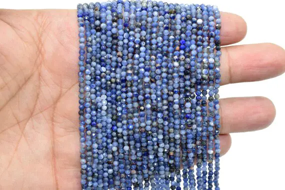 Natural Blue Sodalite Faceted Beads,tiny Spacer Beads,aaa Quality,faceted Rondelle Beads,jewellery Making Beads,rondelle Beads Strand,13''