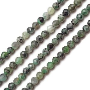 Shop Emerald Round Beads! Natural Dark Emerald Faceted Round Beads 4mm 5mm 15.5" Strand | Natural genuine round Emerald beads for beading and jewelry making.  #jewelry #beads #beadedjewelry #diyjewelry #jewelrymaking #beadstore #beading #affiliate #ad