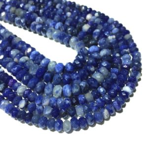 Shop Sodalite Rondelle Beads! Natural Faceted Blue Sodalite Beads 4x6mm 5x8mm Rondelle Loose Gemstone Spacer Beads for DIY Jewelry Making & Design 15.5" Full Strand | Natural genuine rondelle Sodalite beads for beading and jewelry making.  #jewelry #beads #beadedjewelry #diyjewelry #jewelrymaking #beadstore #beading #affiliate #ad
