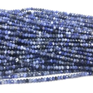 Shop Sodalite Rondelle Beads! Natural Faceted Sodalite 3mm / 4mm Rondelle Cut Genuine Blue Loose Beads 15 inch Jewelry Supply Bracelet Necklace Material Support Wholesale | Natural genuine rondelle Sodalite beads for beading and jewelry making.  #jewelry #beads #beadedjewelry #diyjewelry #jewelrymaking #beadstore #beading #affiliate #ad