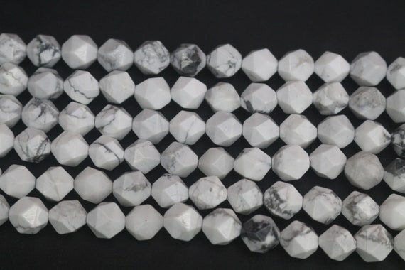 Natural Faceted White Howlite Nugget Beads, 6mm 8mm 10mm 12mm  Faceted White Howlite Nugget Beads Supply,loose Beads Wholesale