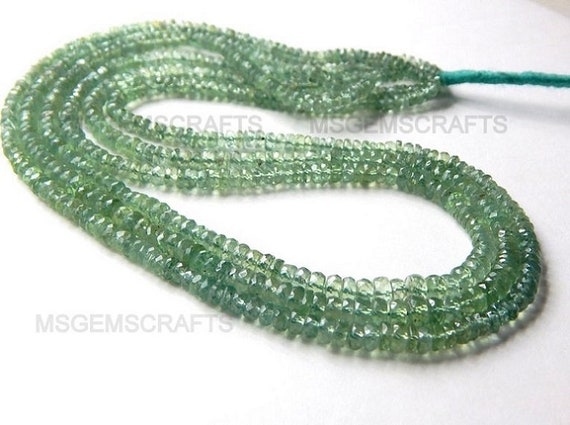 Natural Green Kyanite Rondelle Beads, Faceted Green Kyanite Beads Gemstone 4 To 5 Mm Strand 8 Inches