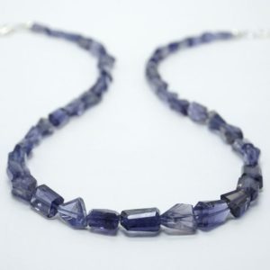 Shop Iolite Necklaces! Natural Iolite Necklace, Iolite Nugget Beads Necklace, Gemstone Necklace, Party Wear Necklace, Birthday Gift, Anniversary Gift | Natural genuine Iolite necklaces. Buy crystal jewelry, handmade handcrafted artisan jewelry for women.  Unique handmade gift ideas. #jewelry #beadednecklaces #beadedjewelry #gift #shopping #handmadejewelry #fashion #style #product #necklaces #affiliate #ad