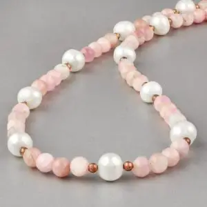 Shop Kunzite Necklaces! Natural Kunzite & Freshwater Pearl Gemstone Necklace Smooth Round 925 Silver 18" Pearl Chain Beads Pink Stone Beaded Kunzite Healing Crystal | Natural genuine Kunzite necklaces. Buy crystal jewelry, handmade handcrafted artisan jewelry for women.  Unique handmade gift ideas. #jewelry #beadednecklaces #beadedjewelry #gift #shopping #handmadejewelry #fashion #style #product #necklaces #affiliate #ad