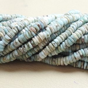 Larimar Smooth Tire Button Coin Wheel Shape Beads/16Inches Strand/Wholesaler/Supplies/New Arrival/PME-T4 | Natural genuine other-shape Larimar beads for beading and jewelry making.  #jewelry #beads #beadedjewelry #diyjewelry #jewelrymaking #beadstore #beading #affiliate #ad